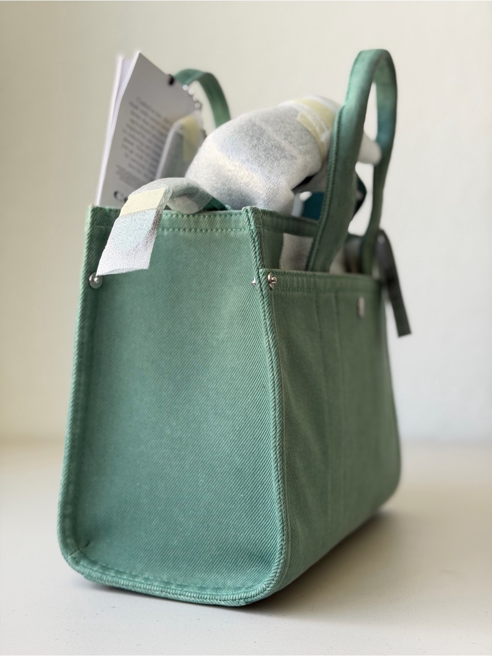 Coach Denim Cargo Tote 26 in Ivy - Picture 5 of 11